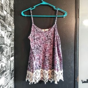Purple Flower Printed Tank Top